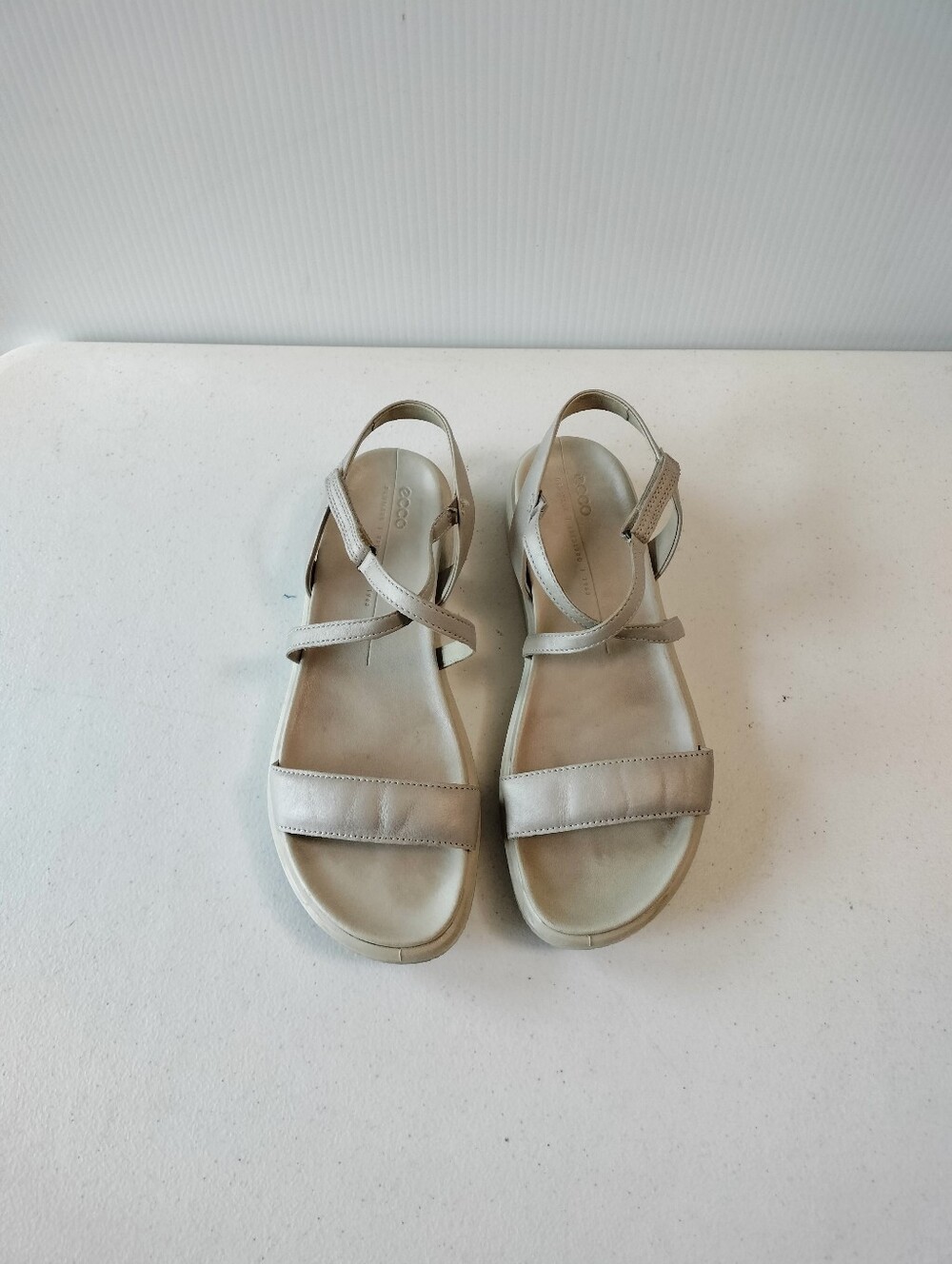 Ecco Flowt LX Gray Leather Strappy Sandals 40 euro/9 US Comfort Travel Sleek